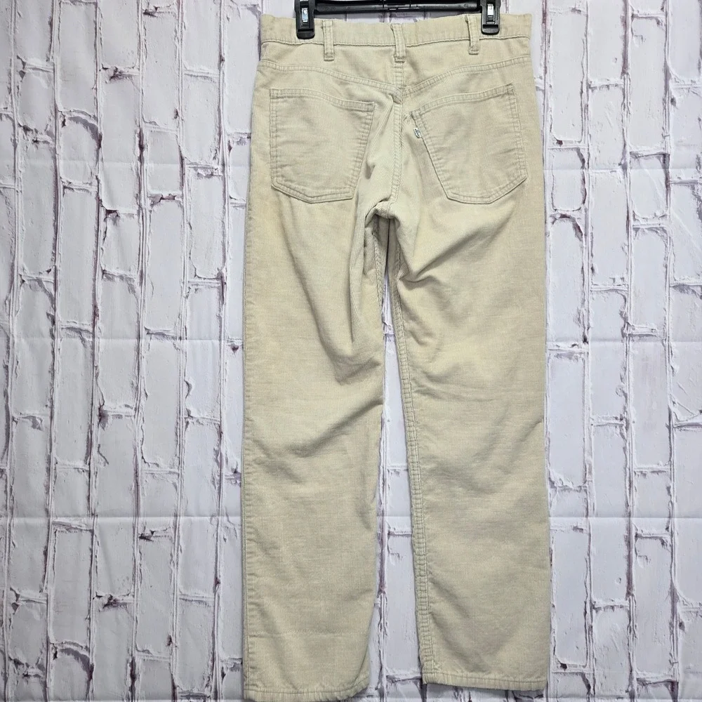VTG 70s Levis‎ Corduroy Pants Men 33x30 Tan Cream Straight Leg Talon 42 Zipper